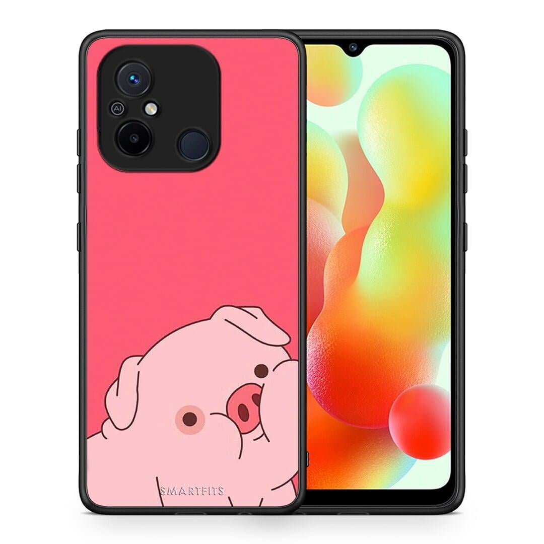 Θήκη Xiaomi Poco C55 Pig Love 1 από τη Smartfits με σχέδιο στο πίσω μέρος και μαύρο περίβλημα | Xiaomi Poco C55 Pig Love 1 Case with Colorful Back and Black Bezels