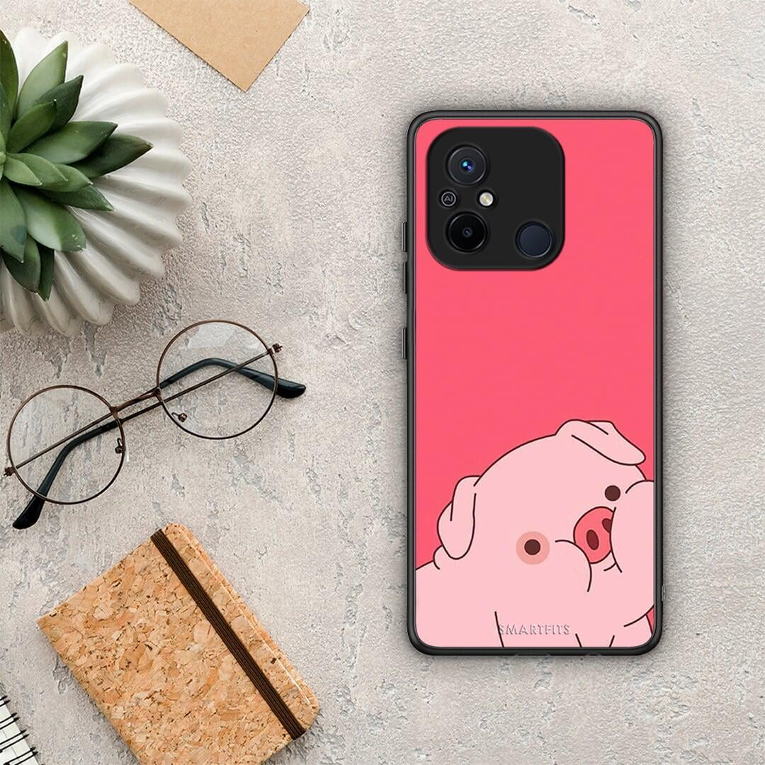 Θήκη Xiaomi Poco C55 Pig Love 1 από τη Smartfits με σχέδιο στο πίσω μέρος και μαύρο περίβλημα | Xiaomi Poco C55 Pig Love 1 Case with Colorful Back and Black Bezels