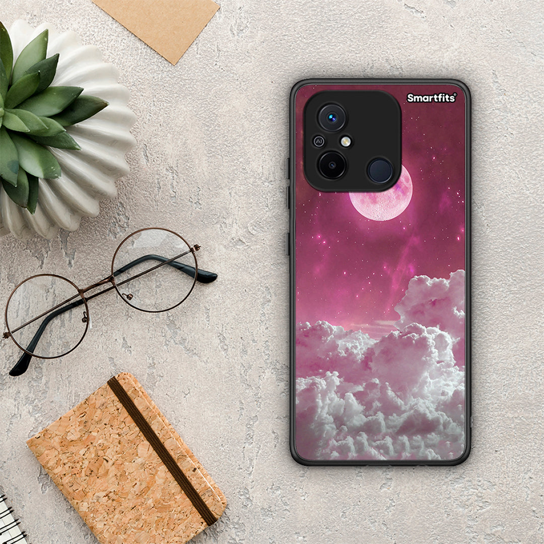 Θήκη Xiaomi Poco C55 Pink Moon από τη Smartfits με σχέδιο στο πίσω μέρος και μαύρο περίβλημα | Xiaomi Poco C55 Pink Moon Case with Colorful Back and Black Bezels