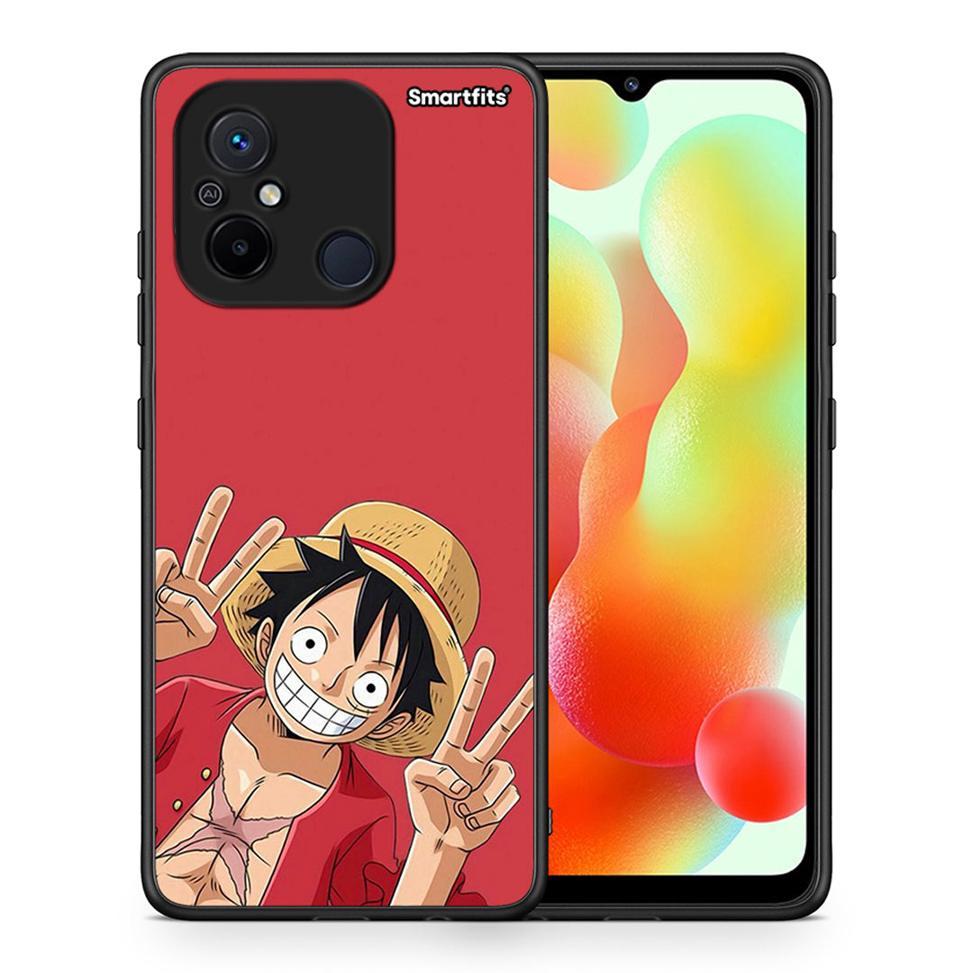 Θήκη Xiaomi Poco C55 Pirate Luffy από τη Smartfits με σχέδιο στο πίσω μέρος και μαύρο περίβλημα | Xiaomi Poco C55 Pirate Luffy Case with Colorful Back and Black Bezels