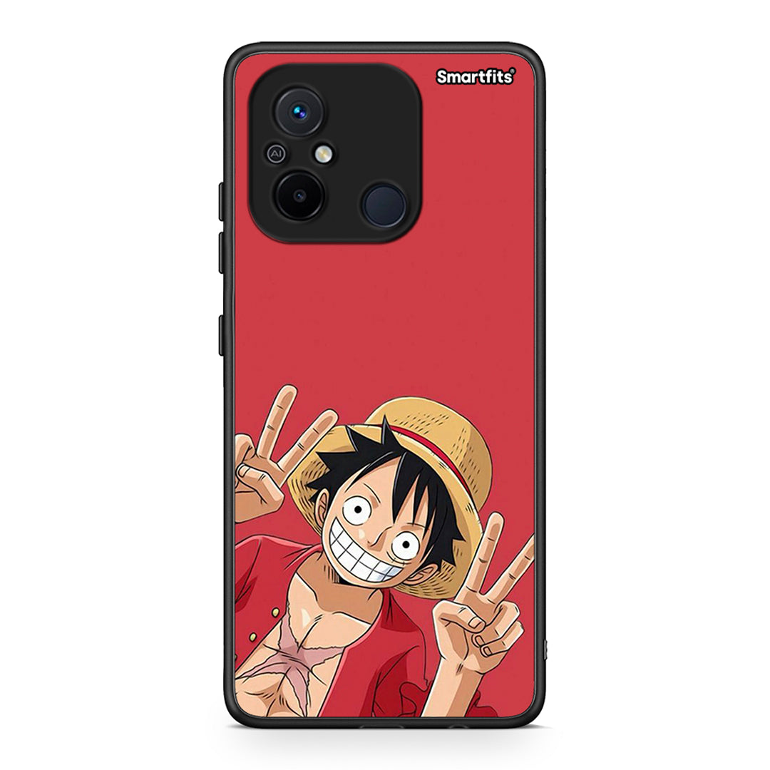 Θήκη Xiaomi Poco C55 Pirate Luffy από τη Smartfits με σχέδιο στο πίσω μέρος και μαύρο περίβλημα | Xiaomi Poco C55 Pirate Luffy Case with Colorful Back and Black Bezels