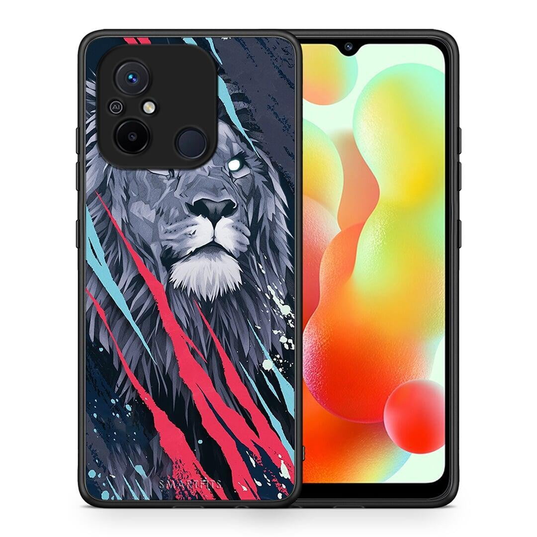 Θήκη Xiaomi Poco C55 PopArt Lion Designer από τη Smartfits με σχέδιο στο πίσω μέρος και μαύρο περίβλημα | Xiaomi Poco C55 PopArt Lion Designer Case with Colorful Back and Black Bezels