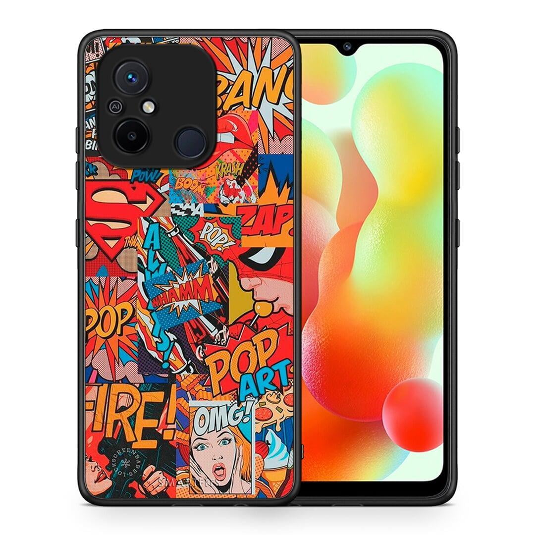 Θήκη Xiaomi Poco C55 PopArt OMG από τη Smartfits με σχέδιο στο πίσω μέρος και μαύρο περίβλημα | Xiaomi Poco C55 PopArt OMG Case with Colorful Back and Black Bezels