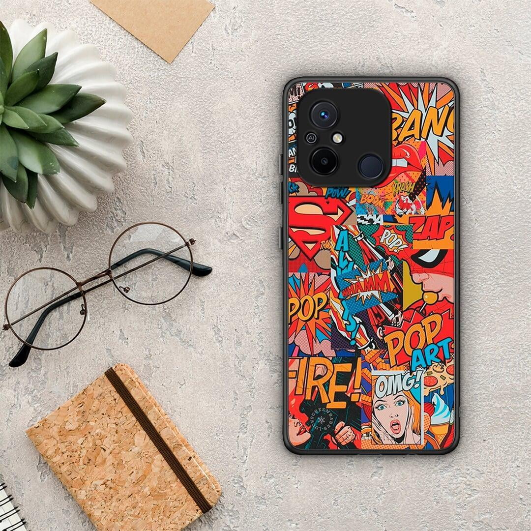 Θήκη Xiaomi Poco C55 PopArt OMG από τη Smartfits με σχέδιο στο πίσω μέρος και μαύρο περίβλημα | Xiaomi Poco C55 PopArt OMG Case with Colorful Back and Black Bezels