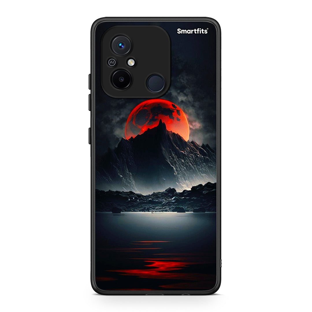 Θήκη Xiaomi Redmi 12C Red Full Moon από τη Smartfits με σχέδιο στο πίσω μέρος και μαύρο περίβλημα | Xiaomi Redmi 12C Red Full Moon Case with Colorful Back and Black Bezels