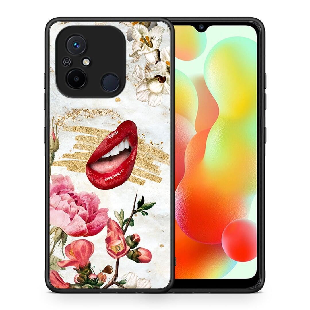 Θήκη Xiaomi Poco C55 Red Lips από τη Smartfits με σχέδιο στο πίσω μέρος και μαύρο περίβλημα | Xiaomi Poco C55 Red Lips Case with Colorful Back and Black Bezels