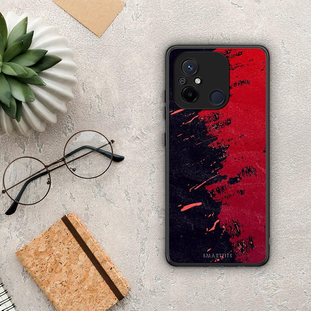 Θήκη Xiaomi Poco C55 Red Paint από τη Smartfits με σχέδιο στο πίσω μέρος και μαύρο περίβλημα | Xiaomi Poco C55 Red Paint Case with Colorful Back and Black Bezels