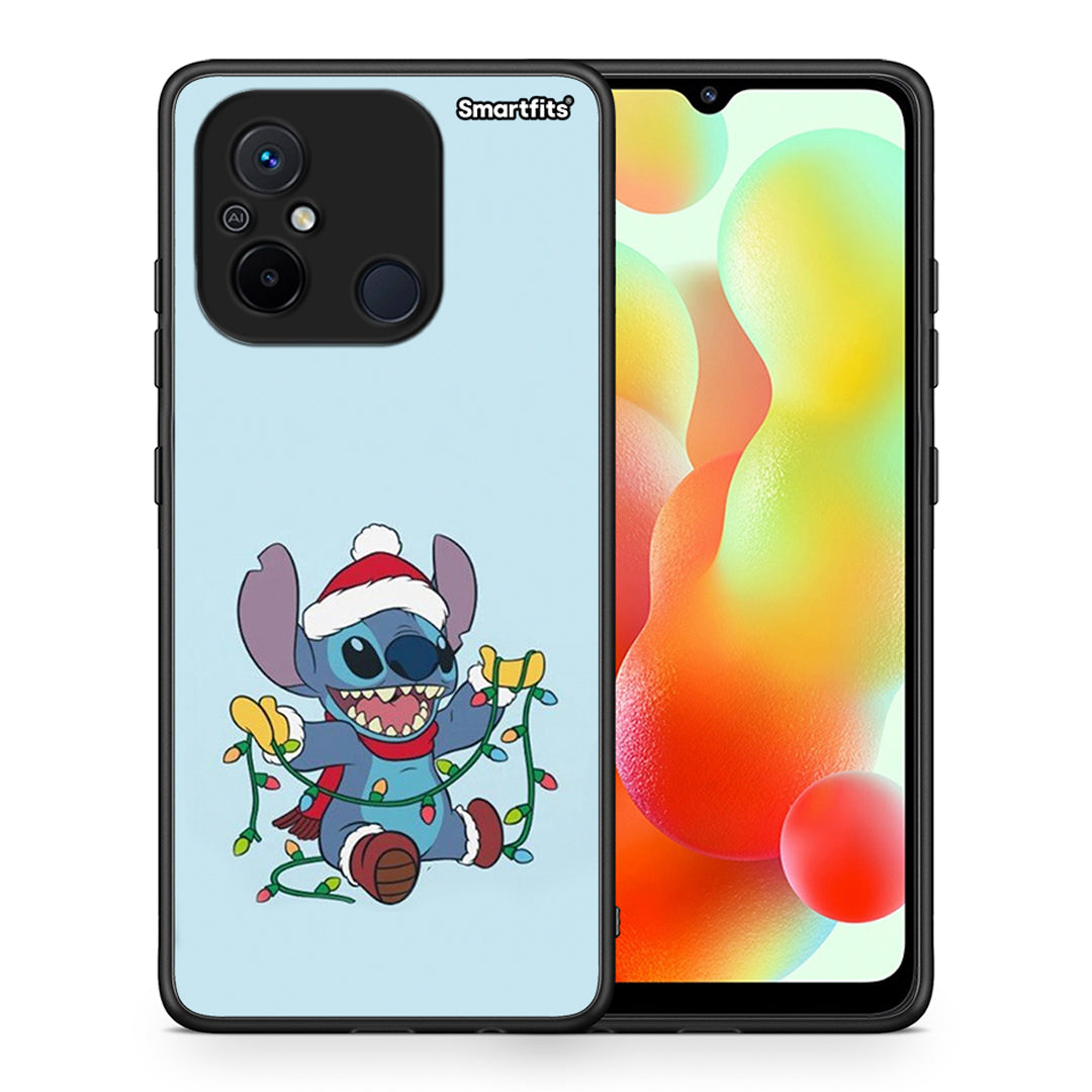 Θήκη Xiaomi Poco C55 Santa Stich από τη Smartfits με σχέδιο στο πίσω μέρος και μαύρο περίβλημα | Xiaomi Poco C55 Santa Stich Case with Colorful Back and Black Bezels