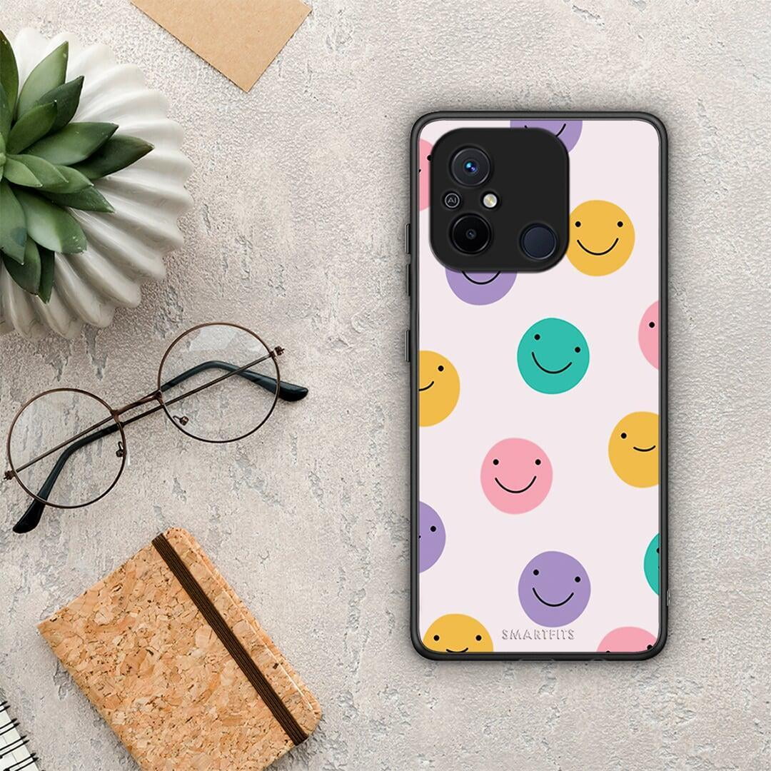 Θήκη Xiaomi Poco C55 Smiley Faces από τη Smartfits με σχέδιο στο πίσω μέρος και μαύρο περίβλημα | Xiaomi Poco C55 Smiley Faces Case with Colorful Back and Black Bezels