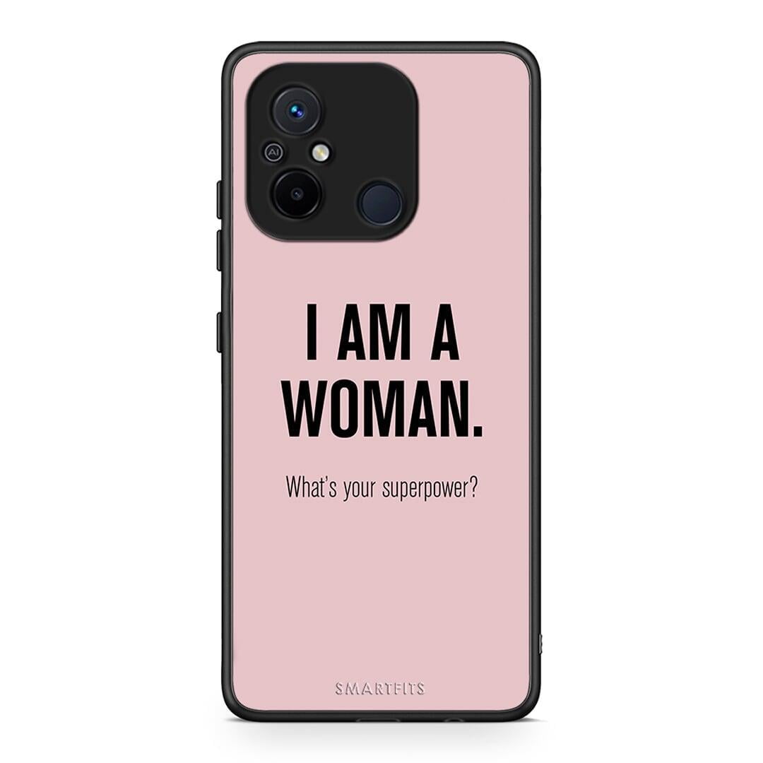 Θήκη Xiaomi Poco C55 Superpower Woman από τη Smartfits με σχέδιο στο πίσω μέρος και μαύρο περίβλημα | Xiaomi Poco C55 Superpower Woman Case with Colorful Back and Black Bezels