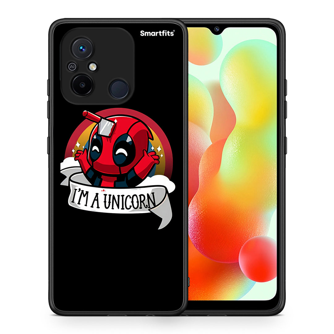 Θήκη Xiaomi Redmi 12C Unicorn Deadpool από τη Smartfits με σχέδιο στο πίσω μέρος και μαύρο περίβλημα | Xiaomi Redmi 12C Unicorn Deadpool Case with Colorful Back and Black Bezels