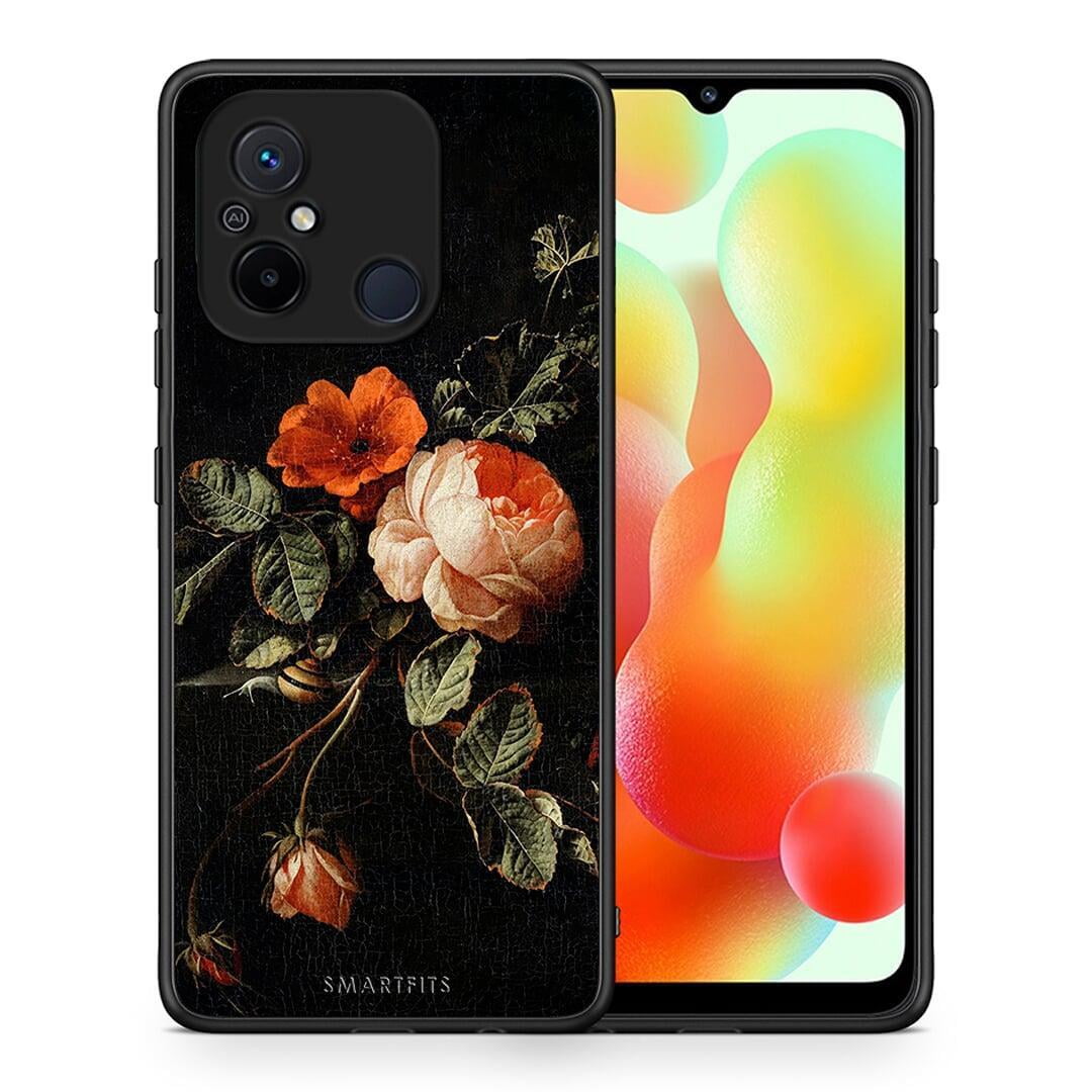 Θήκη Xiaomi Poco C55 Vintage Roses από τη Smartfits με σχέδιο στο πίσω μέρος και μαύρο περίβλημα | Xiaomi Poco C55 Vintage Roses Case with Colorful Back and Black Bezels