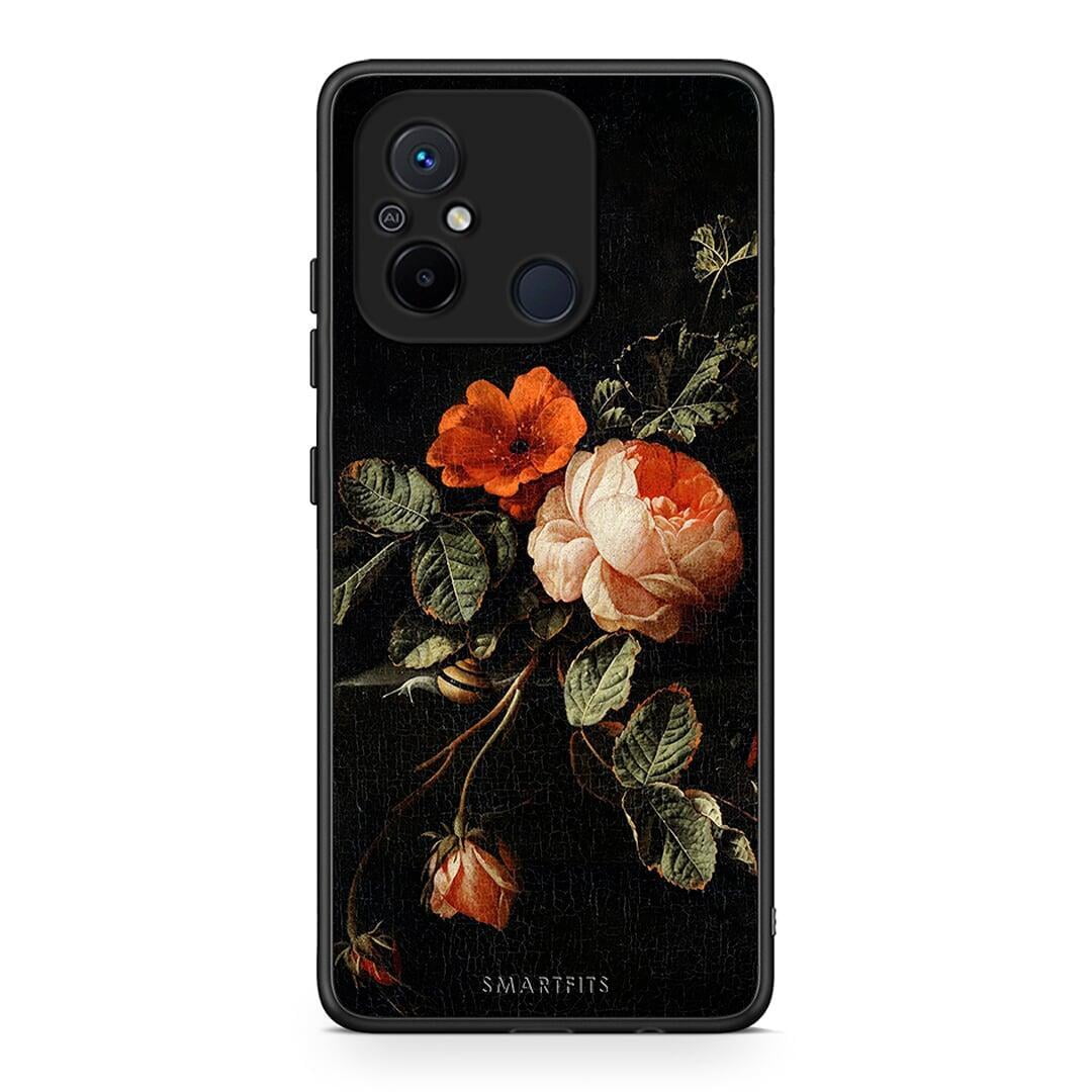 Θήκη Xiaomi Poco C55 Vintage Roses από τη Smartfits με σχέδιο στο πίσω μέρος και μαύρο περίβλημα | Xiaomi Poco C55 Vintage Roses Case with Colorful Back and Black Bezels