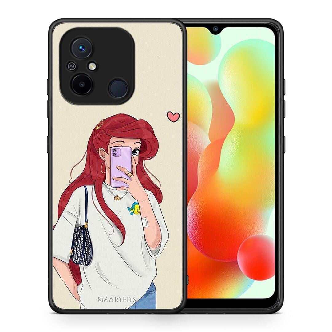 Θήκη Xiaomi Poco C55 Walking Mermaid από τη Smartfits με σχέδιο στο πίσω μέρος και μαύρο περίβλημα | Xiaomi Poco C55 Walking Mermaid Case with Colorful Back and Black Bezels