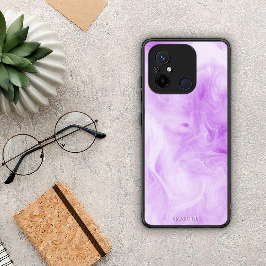 Θήκη Xiaomi Poco C55 Watercolor Lavender από τη Smartfits με σχέδιο στο πίσω μέρος και μαύρο περίβλημα | Xiaomi Poco C55 Watercolor Lavender Case with Colorful Back and Black Bezels