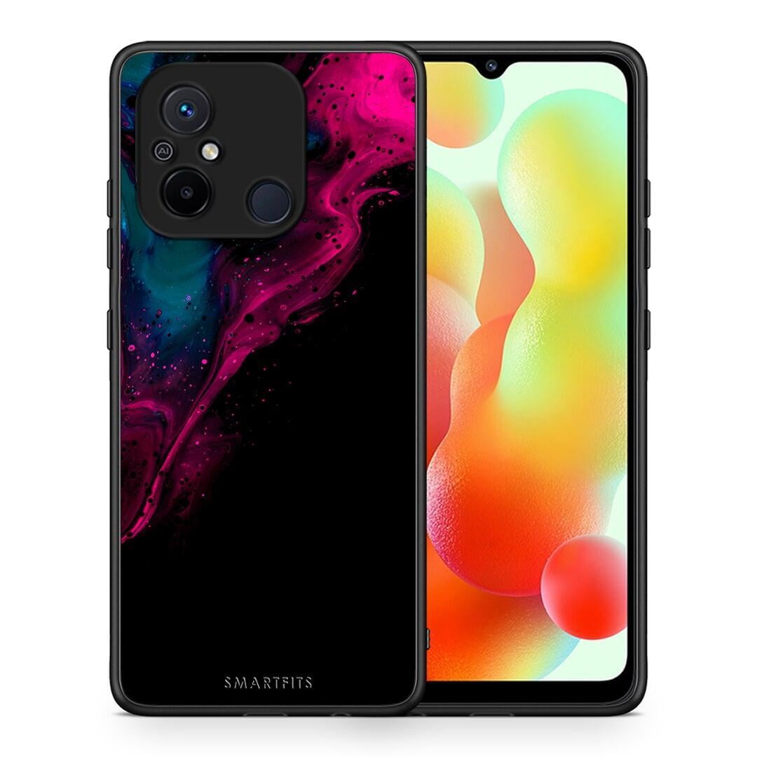 Θήκη Xiaomi Poco C55 Watercolor Pink Black από τη Smartfits με σχέδιο στο πίσω μέρος και μαύρο περίβλημα | Xiaomi Poco C55 Watercolor Pink Black Case with Colorful Back and Black Bezels