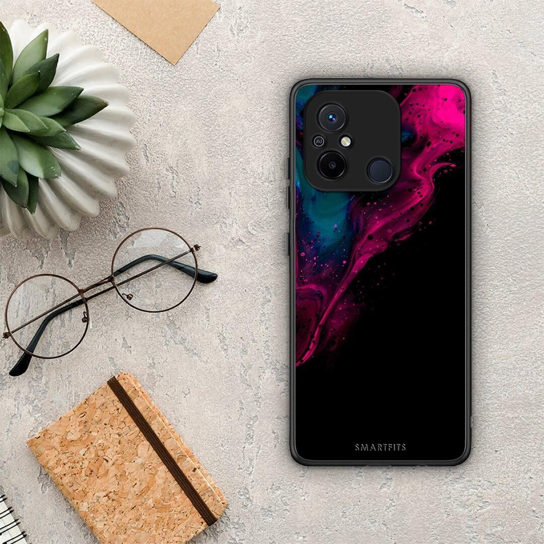 Θήκη Xiaomi Poco C55 Watercolor Pink Black από τη Smartfits με σχέδιο στο πίσω μέρος και μαύρο περίβλημα | Xiaomi Poco C55 Watercolor Pink Black Case with Colorful Back and Black Bezels