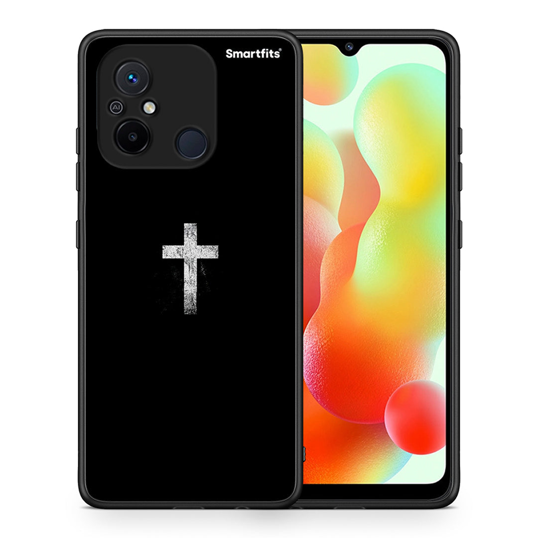 Θήκη Xiaomi Poco C55 White Cross από τη Smartfits με σχέδιο στο πίσω μέρος και μαύρο περίβλημα | Xiaomi Poco C55 White Cross Case with Colorful Back and Black Bezels