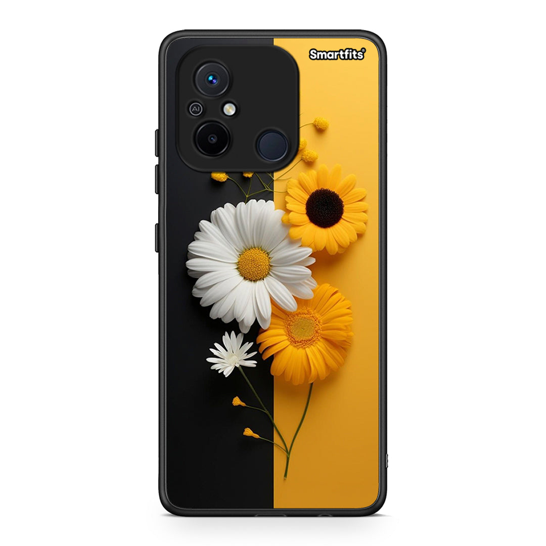 Θήκη Xiaomi Redmi 12C Yellow Daisies από τη Smartfits με σχέδιο στο πίσω μέρος και μαύρο περίβλημα | Xiaomi Redmi 12C Yellow Daisies Case with Colorful Back and Black Bezels