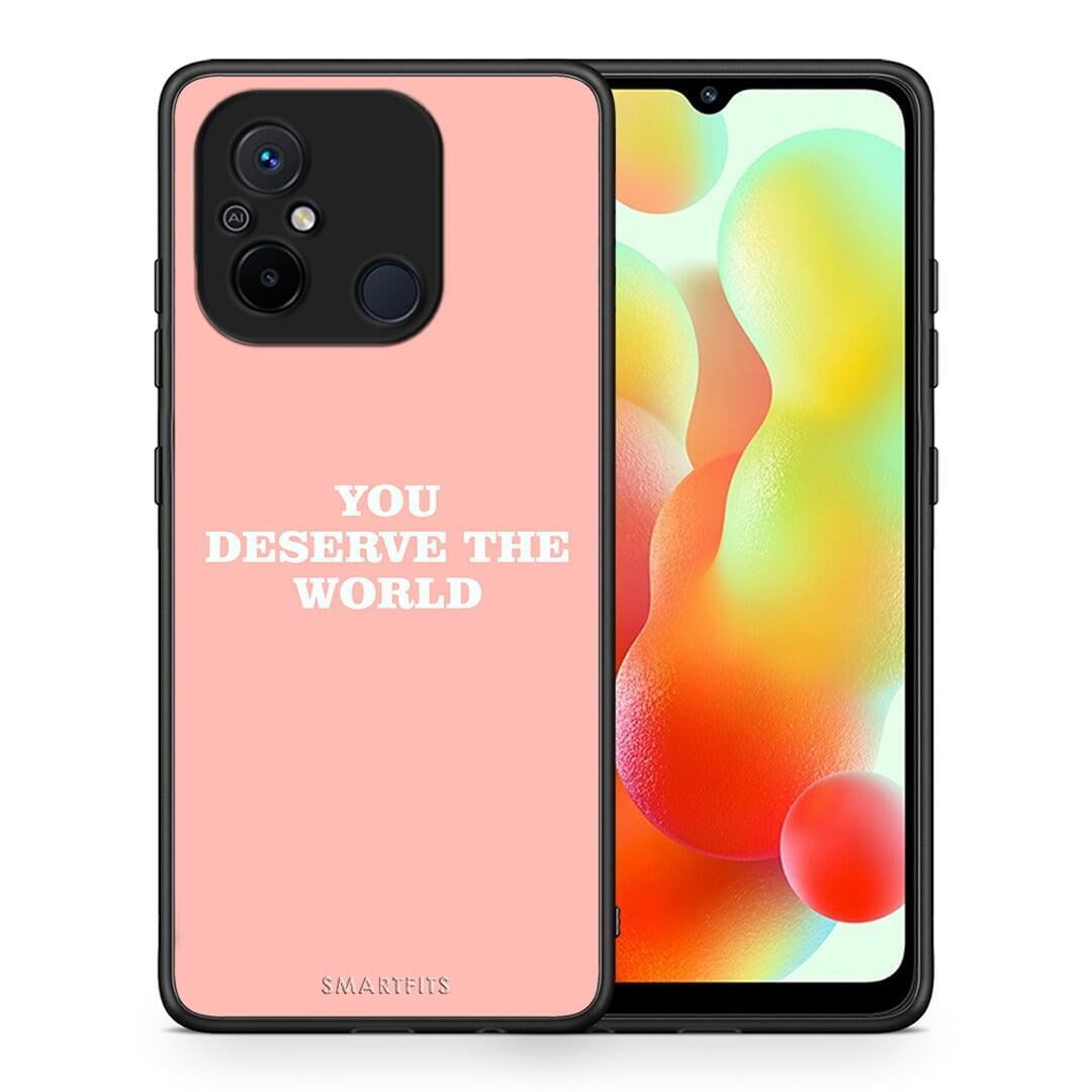 Θήκη Xiaomi Poco C55 You Deserve The World από τη Smartfits με σχέδιο στο πίσω μέρος και μαύρο περίβλημα | Xiaomi Poco C55 You Deserve The World Case with Colorful Back and Black Bezels