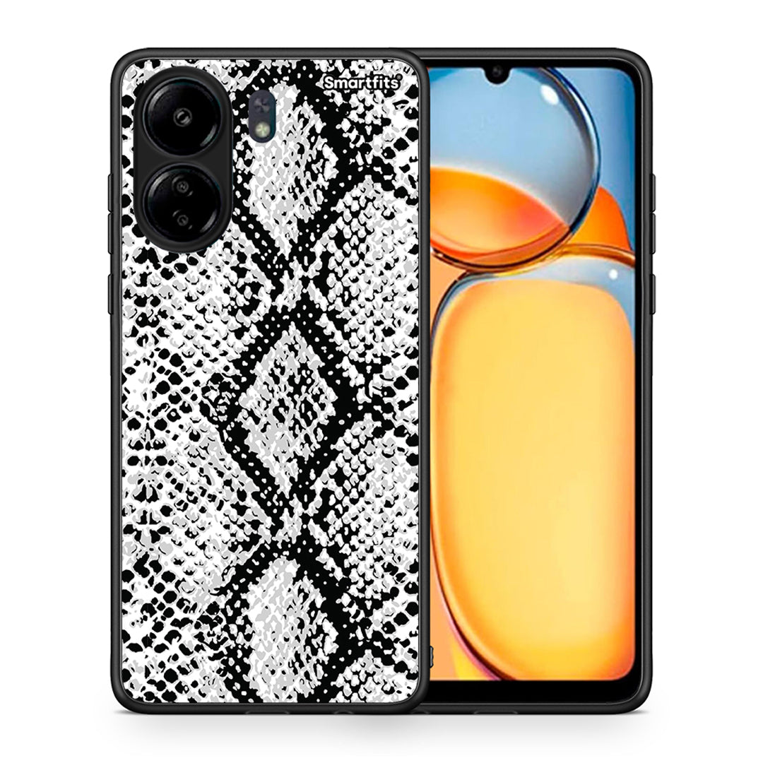 Θήκη Xiaomi Poco C65 White Snake Animal από τη Smartfits με σχέδιο στο πίσω μέρος και μαύρο περίβλημα | Xiaomi Poco C65 White Snake Animal case with colorful back and black bezels