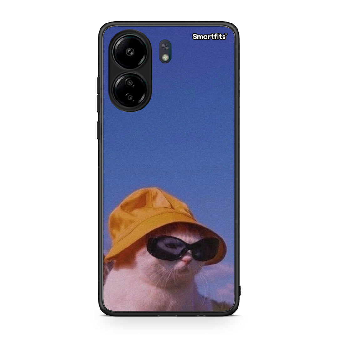 Xiaomi Poco C65 Cat Diva θήκη από τη Smartfits με σχέδιο στο πίσω μέρος και μαύρο περίβλημα | Smartphone case with colorful back and black bezels by Smartfits