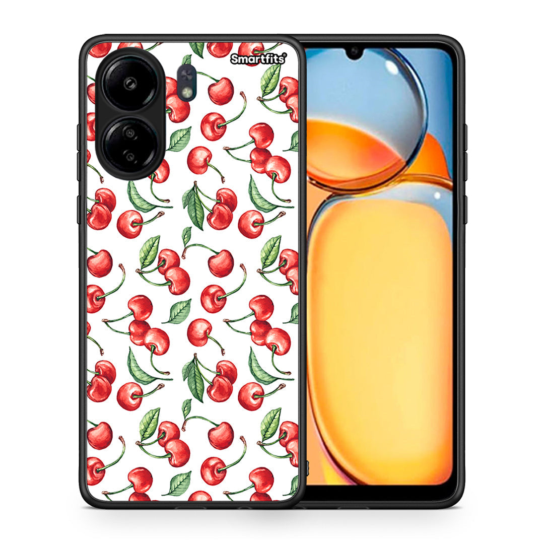 Θήκη Xiaomi Poco C65 Cherry Summer από τη Smartfits με σχέδιο στο πίσω μέρος και μαύρο περίβλημα | Xiaomi Poco C65 Cherry Summer case with colorful back and black bezels