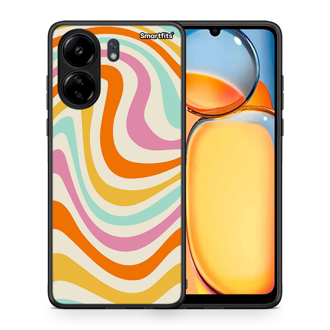 Θήκη Xiaomi Poco C65 Colourful Waves από τη Smartfits με σχέδιο στο πίσω μέρος και μαύρο περίβλημα | Xiaomi Poco C65 Colourful Waves case with colorful back and black bezels