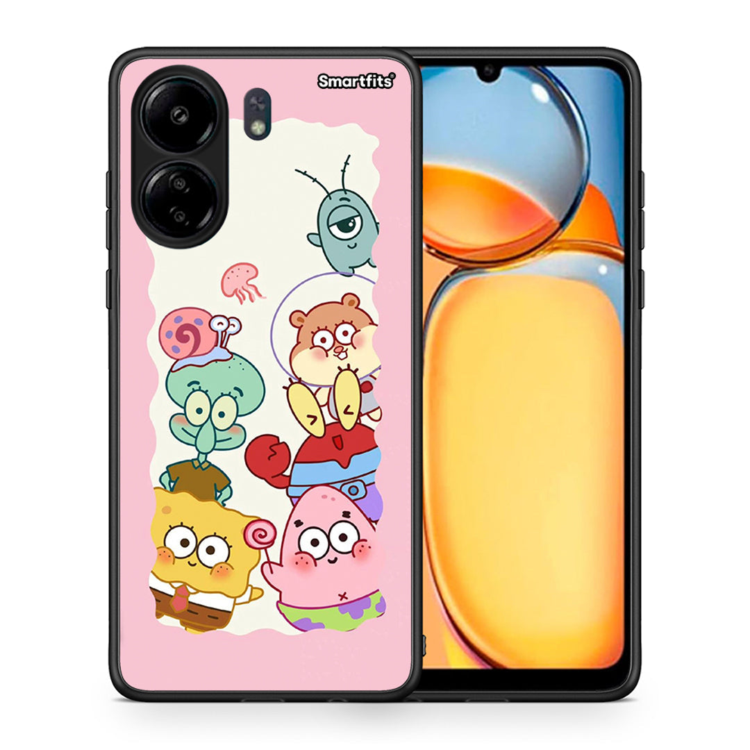 Θήκη Xiaomi Redmi 13C Cute Companion από τη Smartfits με σχέδιο στο πίσω μέρος και μαύρο περίβλημα | Xiaomi Redmi 13C Cute Companion case with colorful back and black bezels