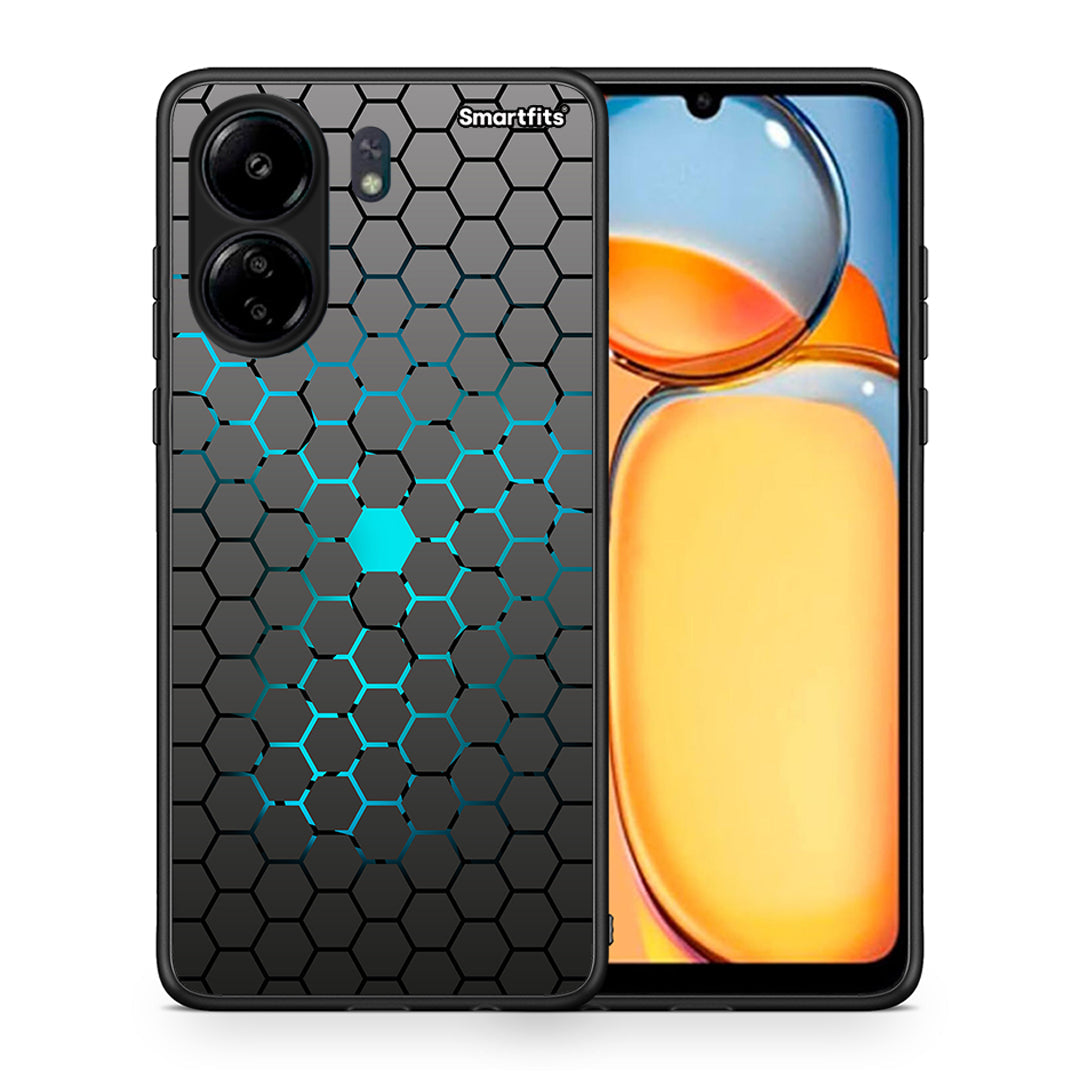 Θήκη Xiaomi Poco C65 Hexagonal Geometric από τη Smartfits με σχέδιο στο πίσω μέρος και μαύρο περίβλημα | Xiaomi Poco C65 Hexagonal Geometric case with colorful back and black bezels