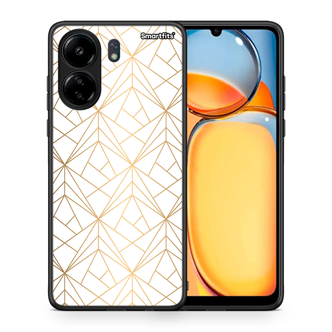 Θήκη Xiaomi Poco C65 Luxury White Geometric από τη Smartfits με σχέδιο στο πίσω μέρος και μαύρο περίβλημα | Xiaomi Poco C65 Luxury White Geometric case with colorful back and black bezels