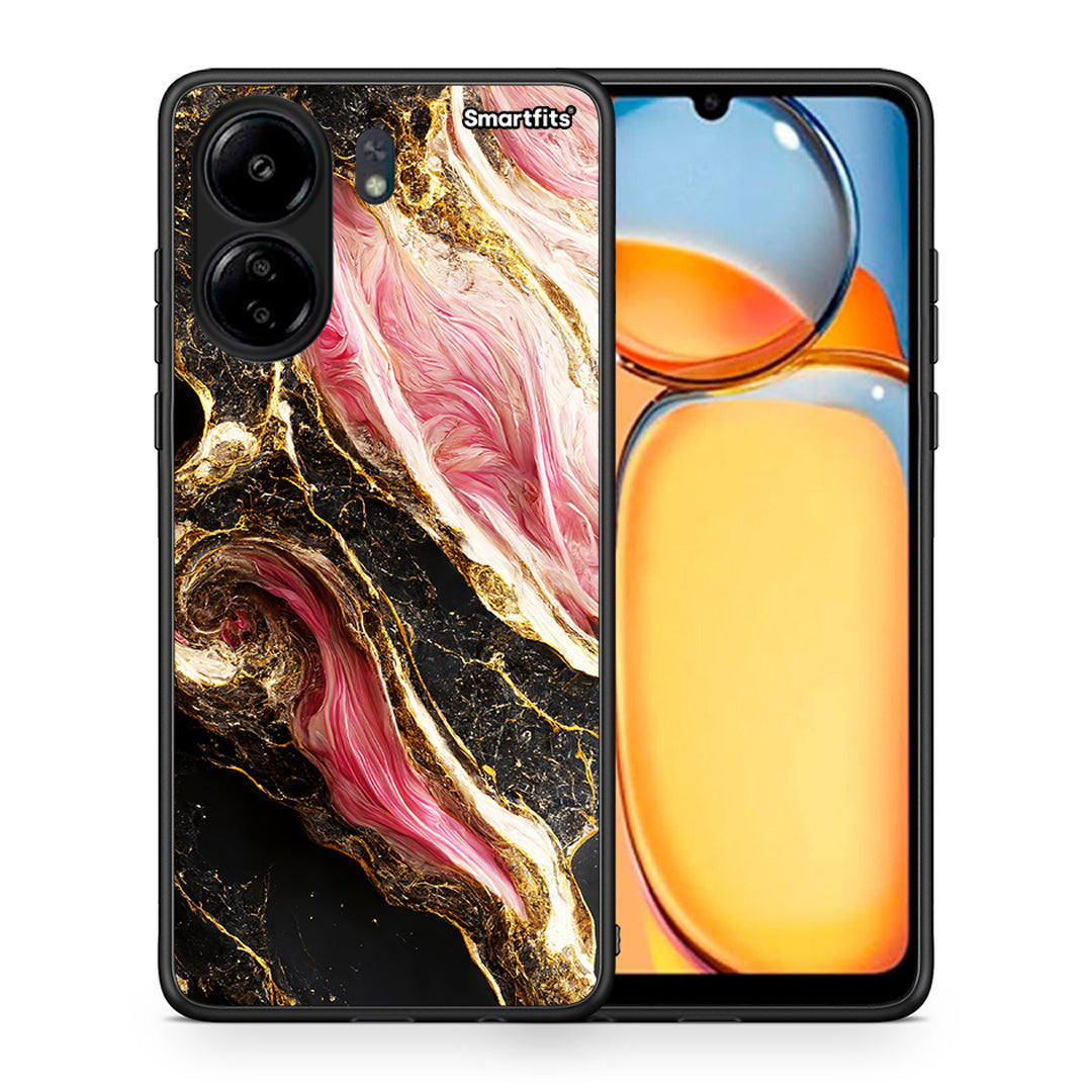 Θήκη Xiaomi Poco C65 Glamorous Pink Marble από τη Smartfits με σχέδιο στο πίσω μέρος και μαύρο περίβλημα | Xiaomi Poco C65 Glamorous Pink Marble case with colorful back and black bezels