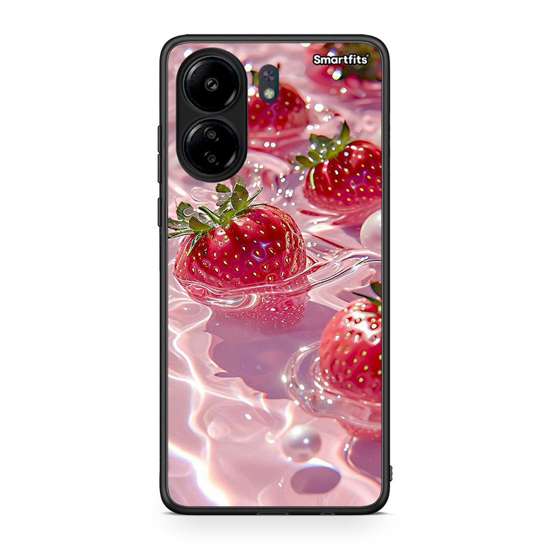 Xiaomi Poco C65 Juicy Strawberries θήκη από τη Smartfits με σχέδιο στο πίσω μέρος και μαύρο περίβλημα | Smartphone case with colorful back and black bezels by Smartfits