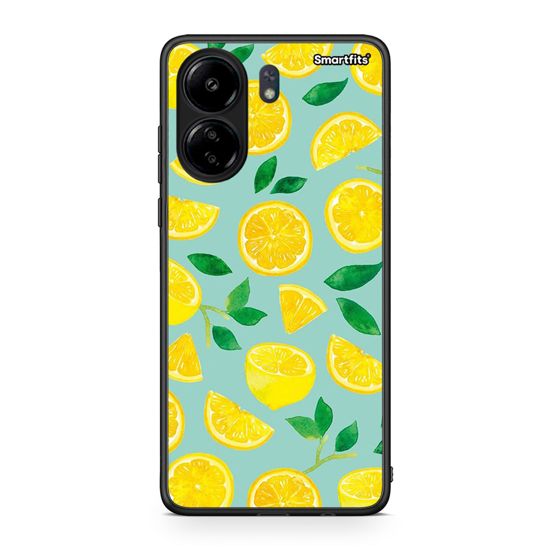 Xiaomi Poco C65 Lemons θήκη από τη Smartfits με σχέδιο στο πίσω μέρος και μαύρο περίβλημα | Smartphone case with colorful back and black bezels by Smartfits