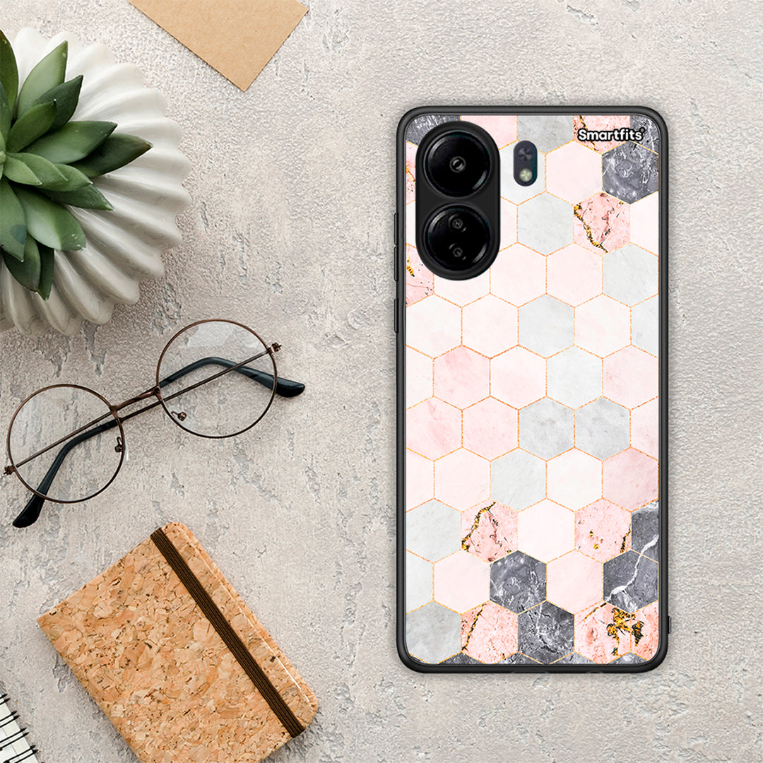 Marble Hexagon Pink - Xiaomi Poco C65 θήκη