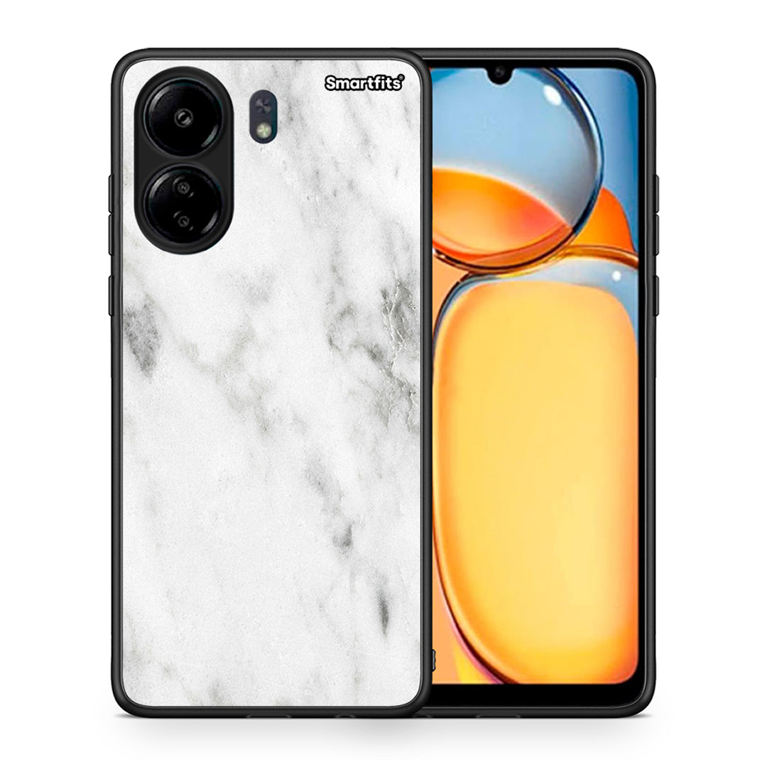 Θήκη Xiaomi Poco C65 White Marble από τη Smartfits με σχέδιο στο πίσω μέρος και μαύρο περίβλημα | Xiaomi Poco C65 White Marble case with colorful back and black bezels