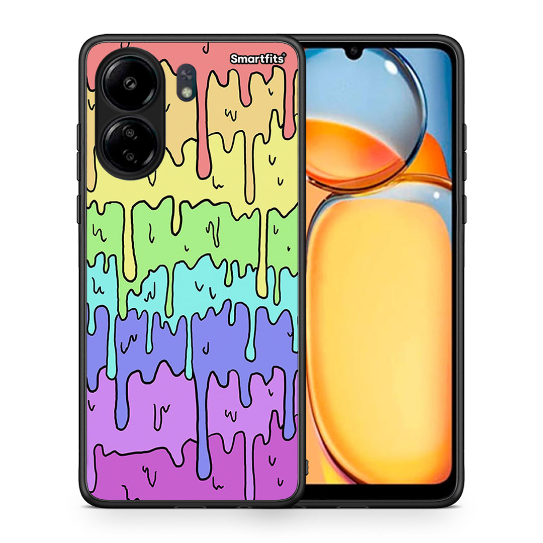 Θήκη Xiaomi Poco C65 Melting Rainbow από τη Smartfits με σχέδιο στο πίσω μέρος και μαύρο περίβλημα | Xiaomi Poco C65 Melting Rainbow case with colorful back and black bezels