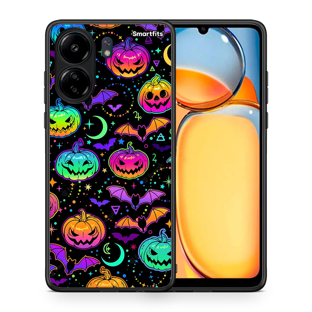 Θήκη Xiaomi Poco C65 Neon Halloween από τη Smartfits με σχέδιο στο πίσω μέρος και μαύρο περίβλημα | Xiaomi Poco C65 Neon Halloween case with colorful back and black bezels