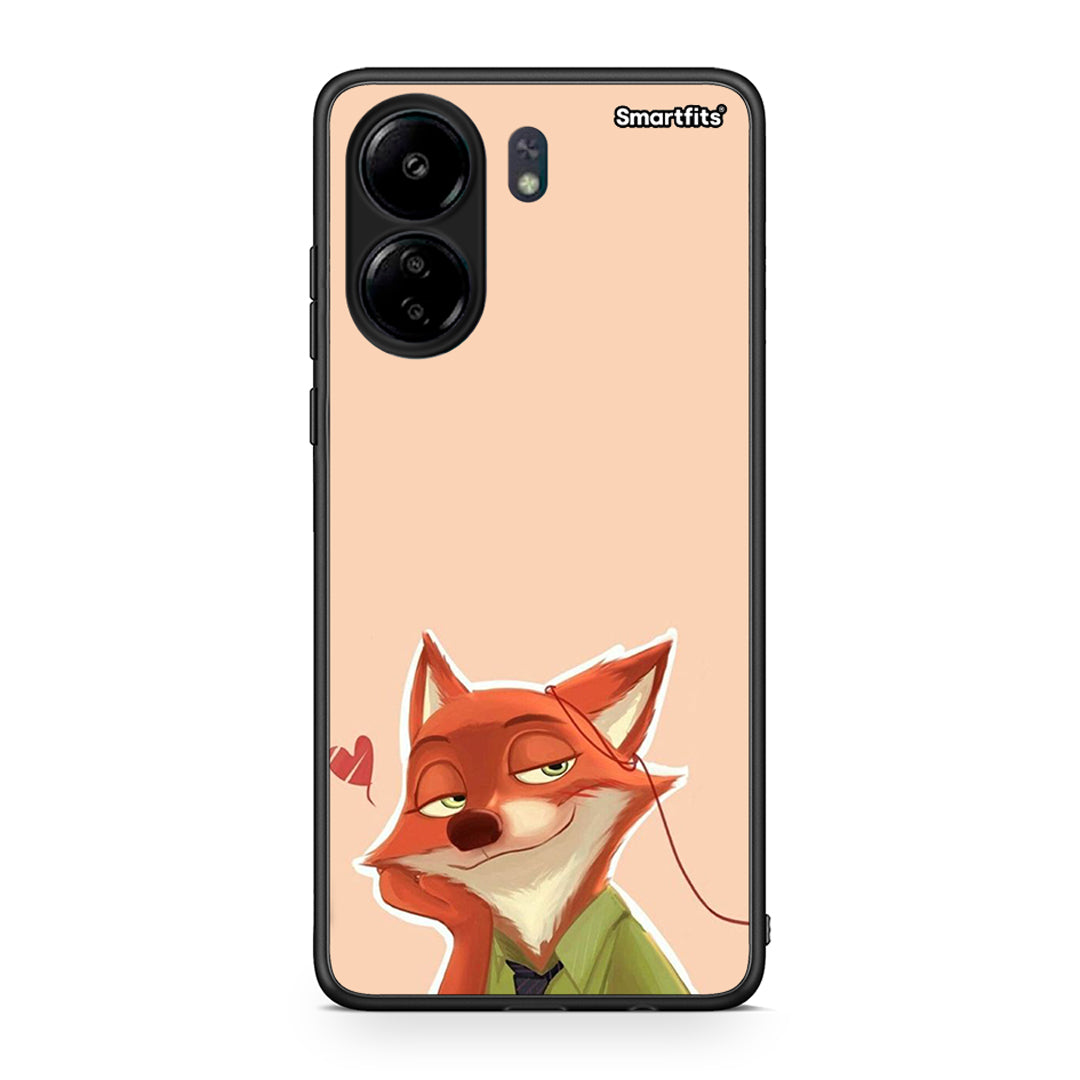 Xiaomi Poco C65 Nick Wilde And Judy Hopps Love 1 θήκη από τη Smartfits με σχέδιο στο πίσω μέρος και μαύρο περίβλημα | Smartphone case with colorful back and black bezels by Smartfits