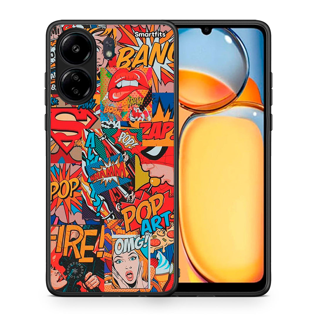 Θήκη Xiaomi Poco C65 PopArt OMG από τη Smartfits με σχέδιο στο πίσω μέρος και μαύρο περίβλημα | Xiaomi Poco C65 PopArt OMG case with colorful back and black bezels