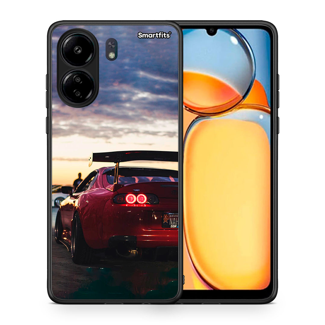 Θήκη Xiaomi Poco C65 Racing Supra από τη Smartfits με σχέδιο στο πίσω μέρος και μαύρο περίβλημα | Xiaomi Poco C65 Racing Supra case with colorful back and black bezels