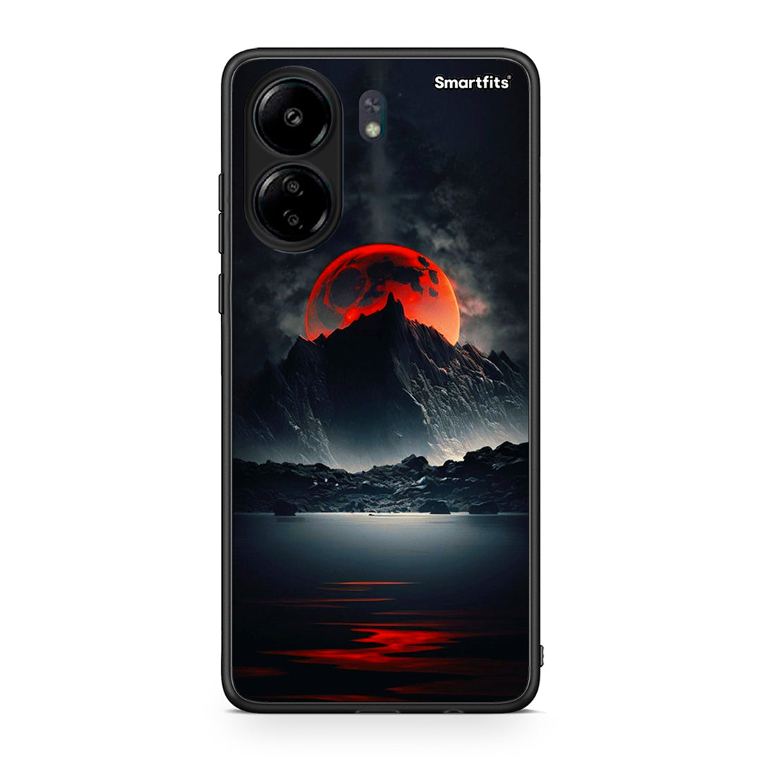 Xiaomi Redmi 13C Red Full Moon θήκη από τη Smartfits με σχέδιο στο πίσω μέρος και μαύρο περίβλημα | Smartphone case with colorful back and black bezels by Smartfits