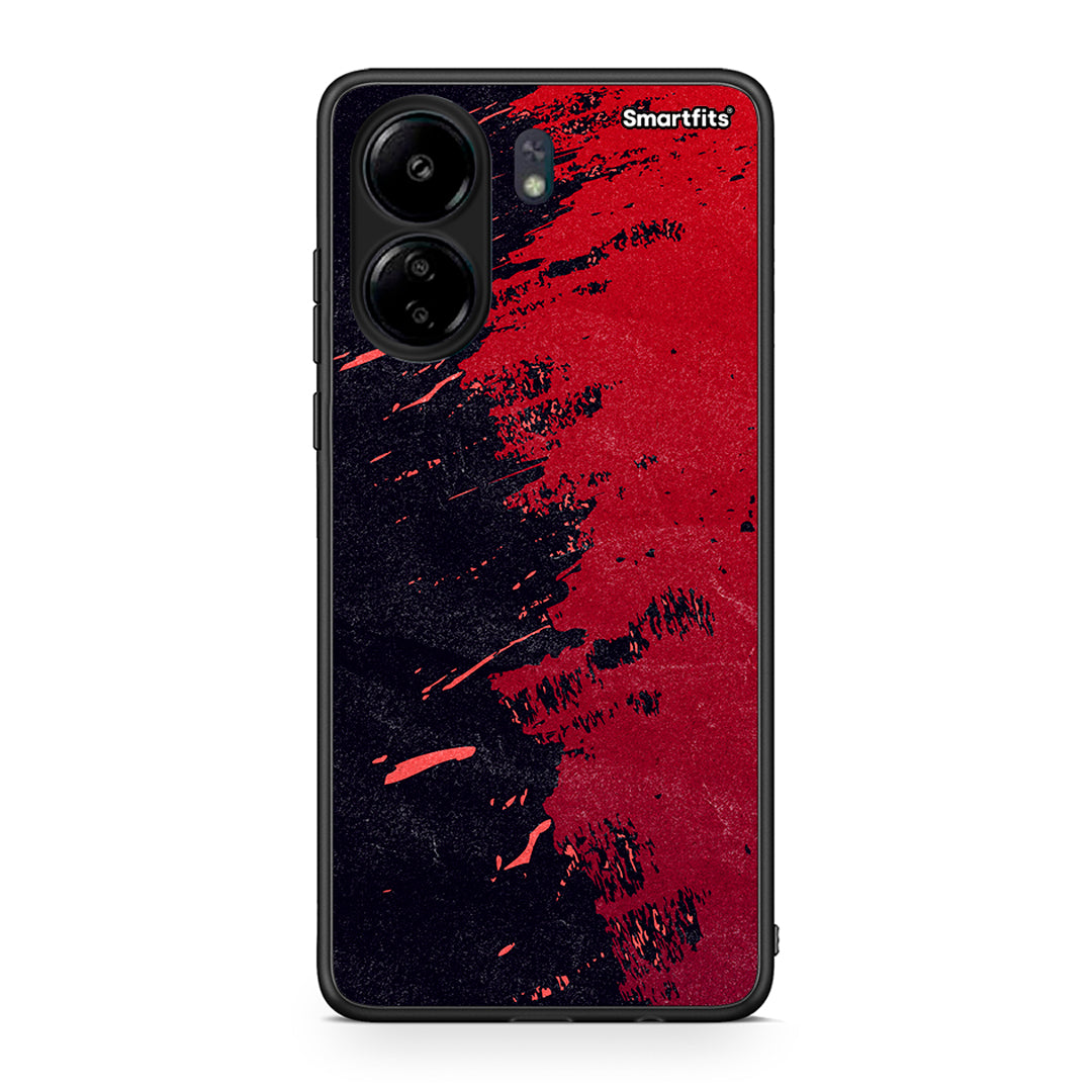 Xiaomi Poco C65 Red Paint Θήκη Αγίου Βαλεντίνου από τη Smartfits με σχέδιο στο πίσω μέρος και μαύρο περίβλημα | Smartphone case with colorful back and black bezels by Smartfits