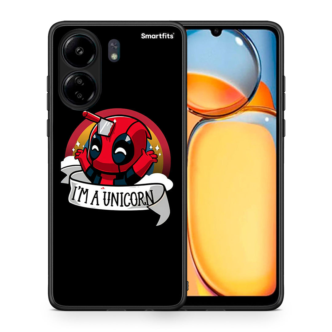 Θήκη Xiaomi Poco C65 Unicorn Deadpool από τη Smartfits με σχέδιο στο πίσω μέρος και μαύρο περίβλημα | Xiaomi Poco C65 Unicorn Deadpool case with colorful back and black bezels