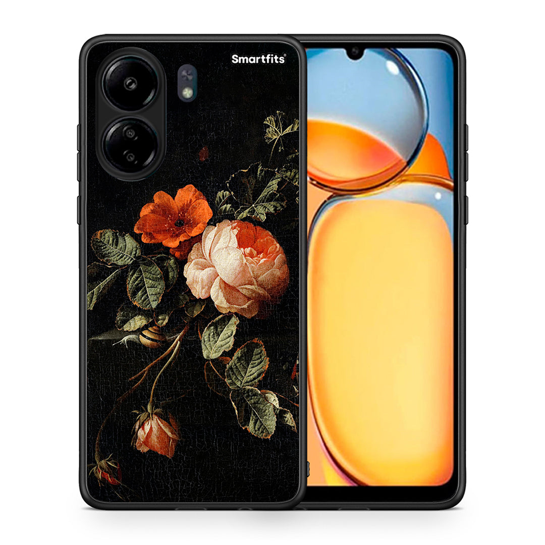 Θήκη Xiaomi Poco C65 Vintage Roses από τη Smartfits με σχέδιο στο πίσω μέρος και μαύρο περίβλημα | Xiaomi Poco C65 Vintage Roses case with colorful back and black bezels