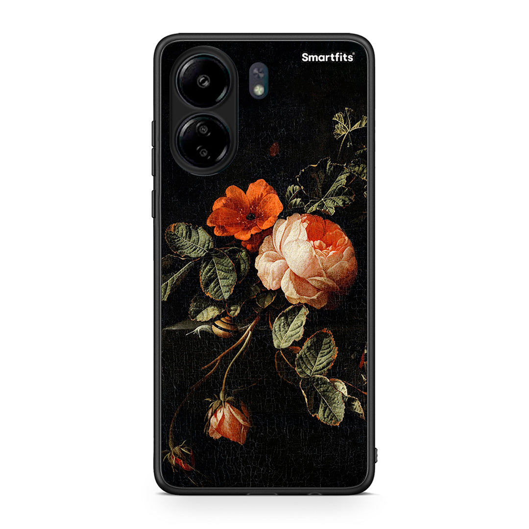 Xiaomi Poco C65 Vintage Roses θήκη από τη Smartfits με σχέδιο στο πίσω μέρος και μαύρο περίβλημα | Smartphone case with colorful back and black bezels by Smartfits