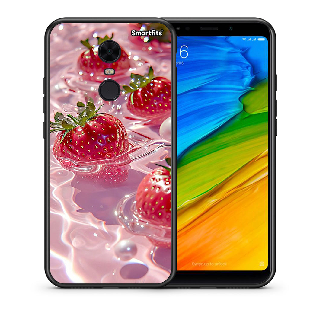 Θήκη Xiaomi Redmi 5 Plus Juicy Strawberries από τη Smartfits με σχέδιο στο πίσω μέρος και μαύρο περίβλημα | Xiaomi Redmi 5 Plus Juicy Strawberries case with colorful back and black bezels