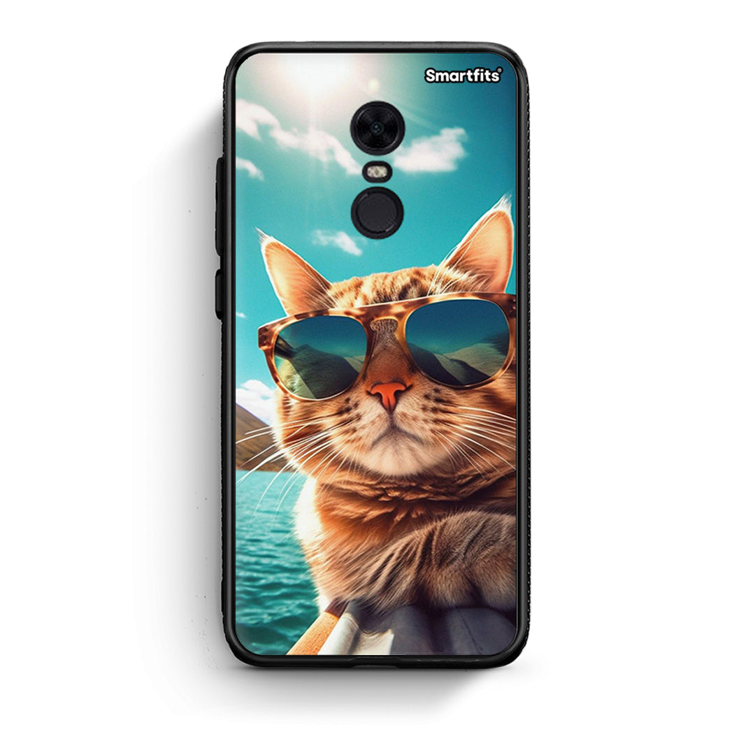 Xiaomi Redmi 5 Plus Summer Cat θήκη από τη Smartfits με σχέδιο στο πίσω μέρος και μαύρο περίβλημα | Smartphone case with colorful back and black bezels by Smartfits