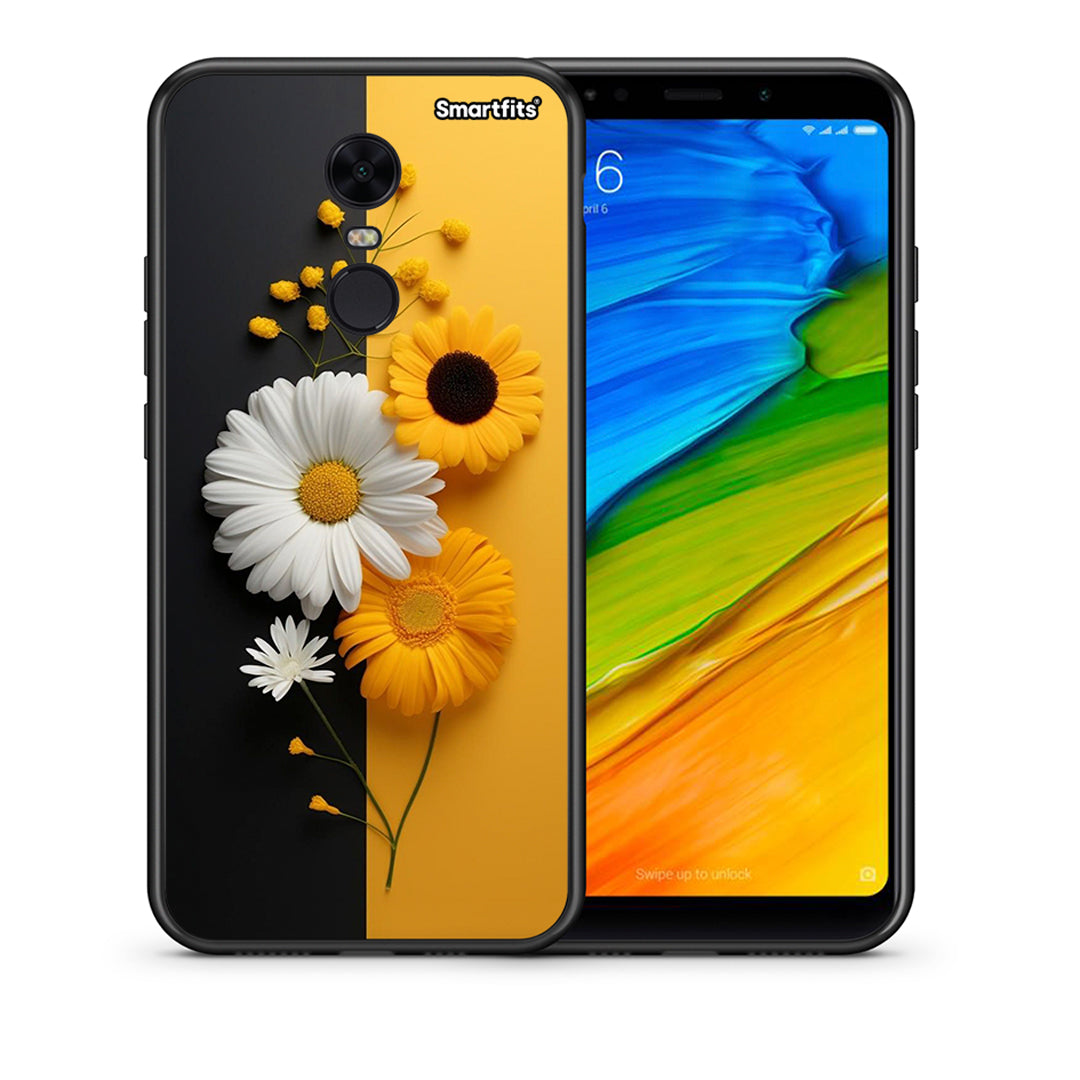 Θήκη Xiaomi Redmi 5 Plus Yellow Daisies από τη Smartfits με σχέδιο στο πίσω μέρος και μαύρο περίβλημα | Xiaomi Redmi 5 Plus Yellow Daisies case with colorful back and black bezels