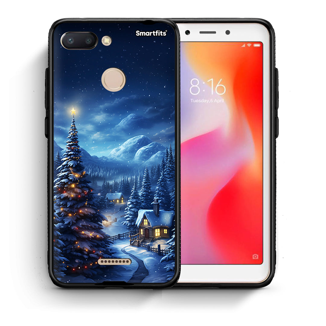 Θήκη Xiaomi Redmi 6 Christmas Scenery από τη Smartfits με σχέδιο στο πίσω μέρος και μαύρο περίβλημα | Xiaomi Redmi 6 Christmas Scenery case with colorful back and black bezels